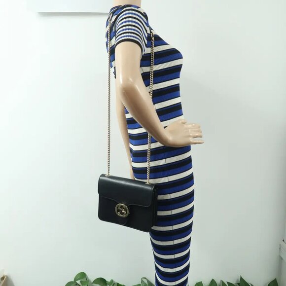 Gucci Interlocking Black Leather Shoulder Bag 823-022425 - Picture 12 of 12